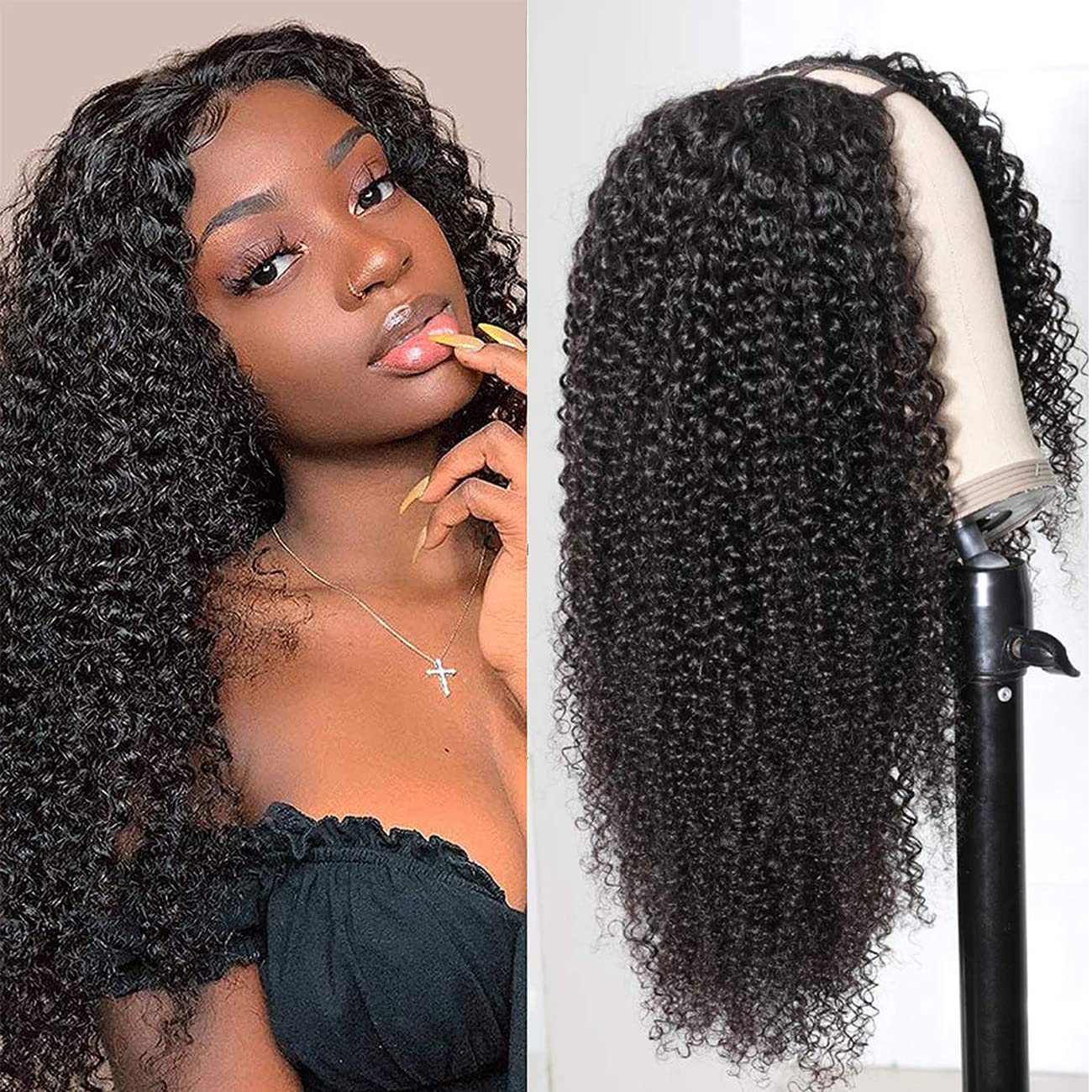 Brazilian Kinky Curly U Part Wig Baby Dolls Beauty