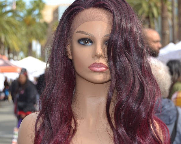 Ombre Body Wavy Free Part Lace Front Wig Synthetic Wigs